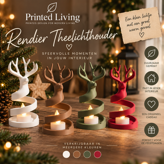 Rendier Twinkle – 3D Geprinte LED-Theelichthouder 🦌✨