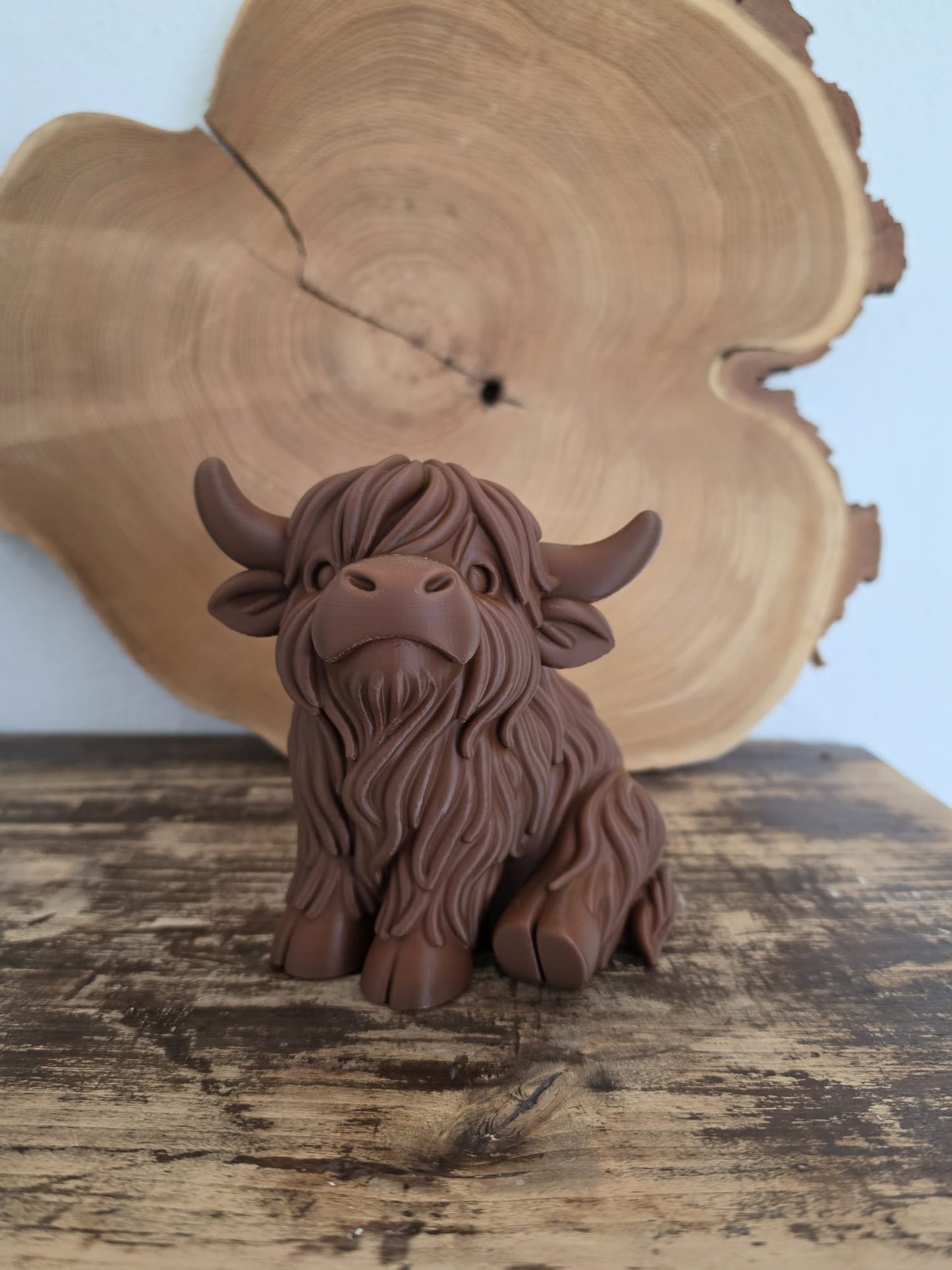 Highland Koe beeldje 15cm vooraanzicht