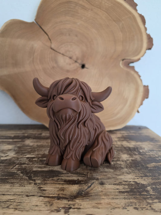 Highland Koe beeldje 15cm vooraanzicht